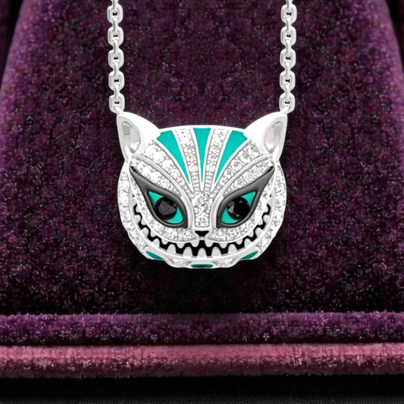 Cheshire Cat Rare & Special Alice in Wonderland Earring Necklace Set - Picture 3 of 5